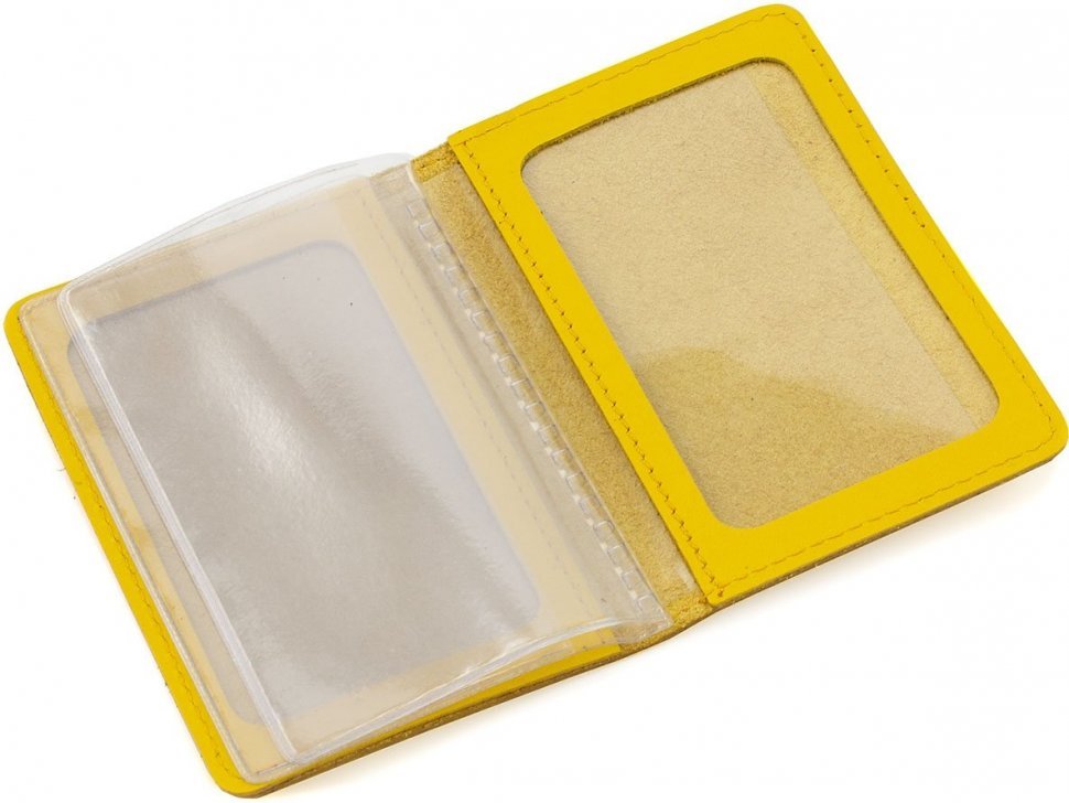 Женская кожаная обложка под ID-паспорт и права желтого цвета ST Leather (16891)