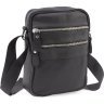 Чоловіча недорога шкіряна сумка-планшет чорного кольору на два відділи Leather Collection (39243917)