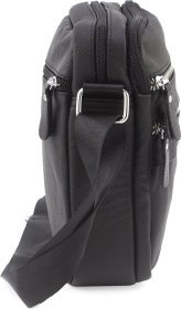 Чоловіча недорога шкіряна сумка-планшет чорного кольору на два відділи Leather Collection (39243917)