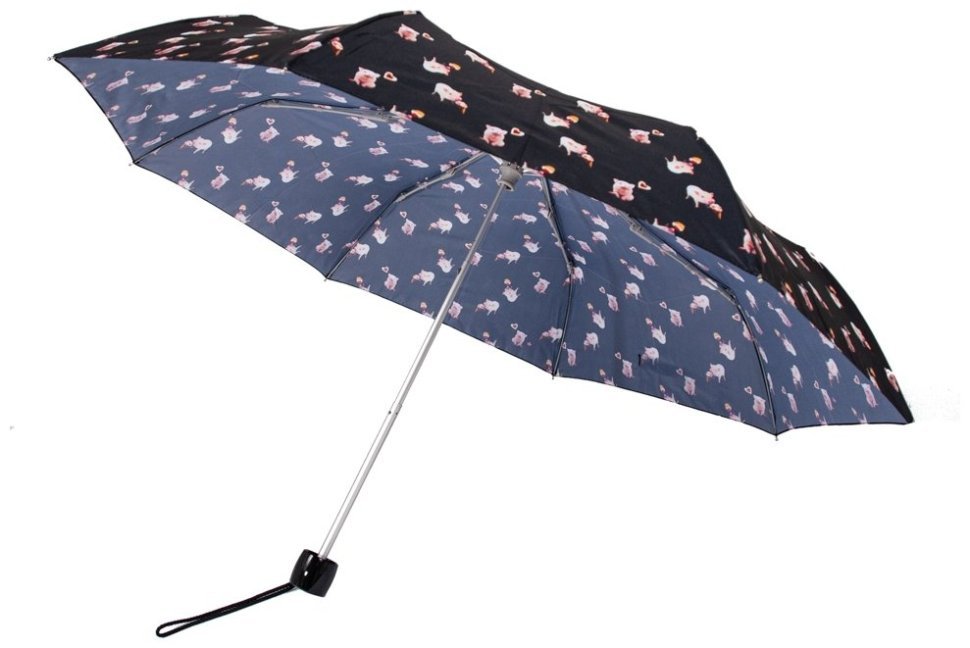 Зонт женский Fulton L354 Minilite-2 Greedy Piggy (черный с принтом поросят) 93917 modnotak фото №6