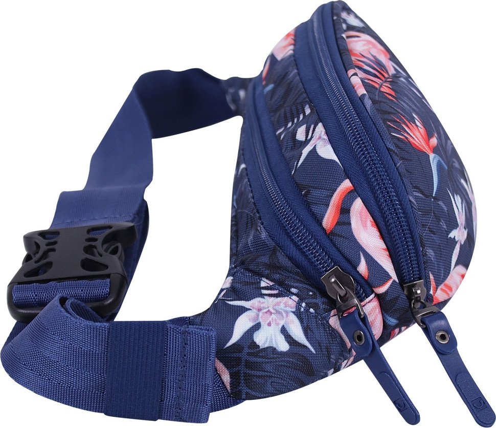 Синяя текстильная поясная сумка с принтом Bagland Bella 54017