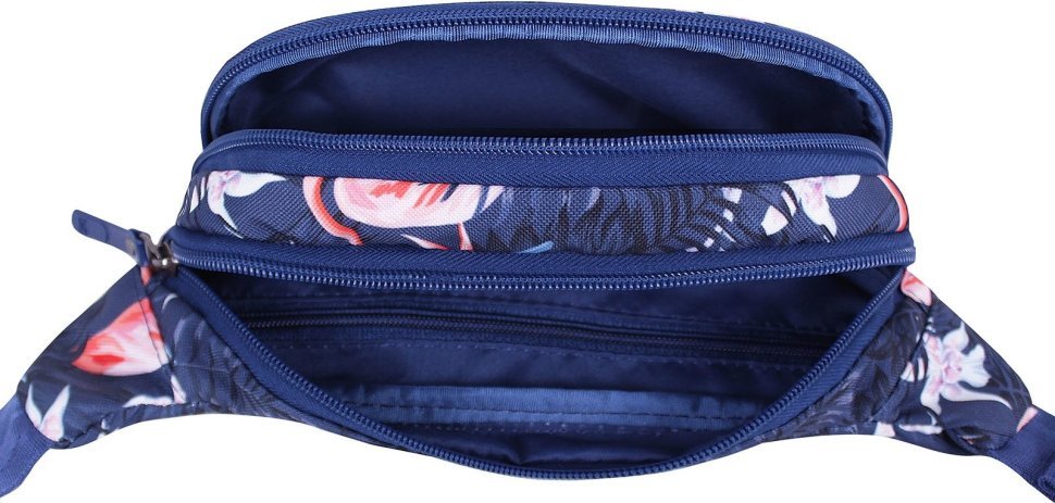 Синя текстильна поясна сумка з принтом Bagland Bella 54017