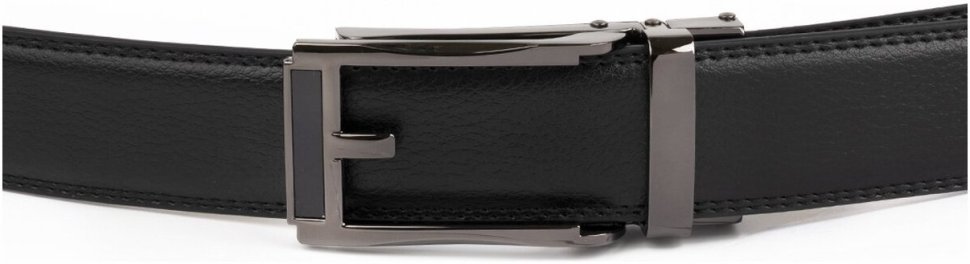 Черный мужской ремень из фактурной кожи c автоматической пряжкой в виде рамки Vintage 2420218