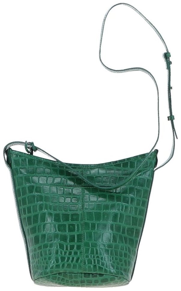 Небольшая женская сумка с фактурой под кожу крокодила Ashwood зелёного цвета 94217 modnotak фото №1