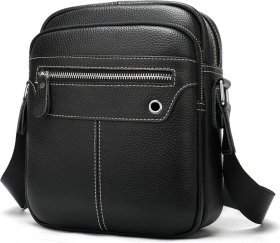 Наплічна чоловіча сумка Флотар чорного кольору VINTAGE STYLE (20018)