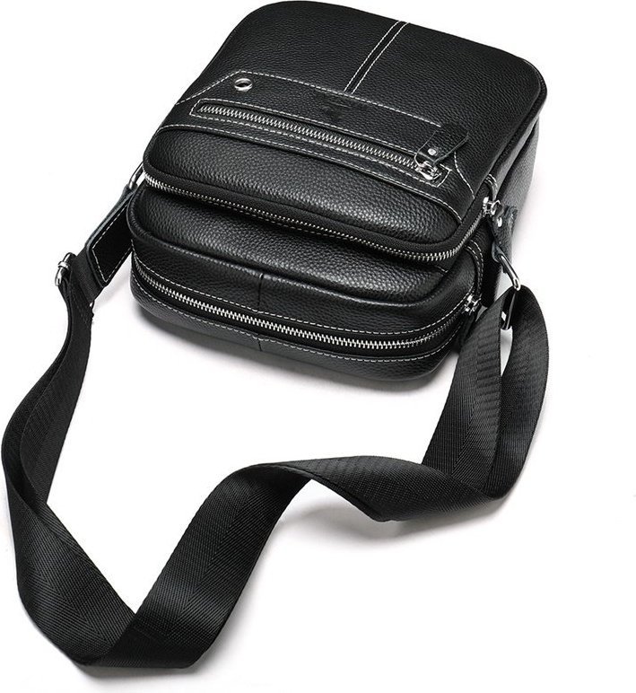 Наплечная мужская сумка Флотар черного цвета VINTAGE STYLE (20018)