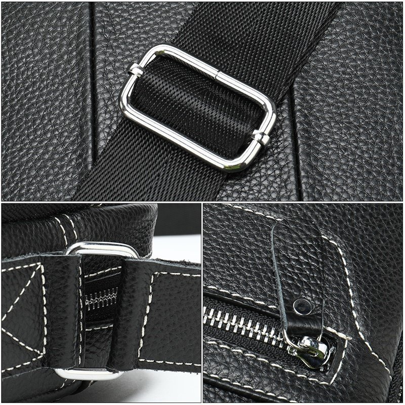 Наплечная мужская сумка Флотар черного цвета VINTAGE STYLE (20018)