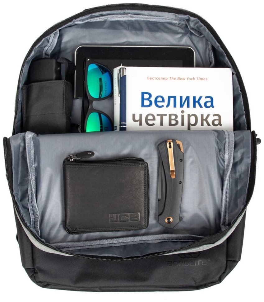Городской мужской рюкзак из прочного текстиля Bordlite JBBP277 серо-черного цвета 94317 modnotak фото №11