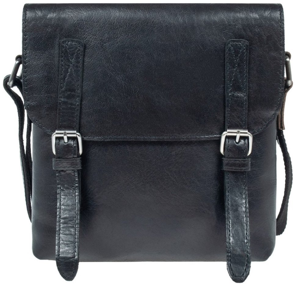 Мужская сумка планшет из натуральной гладкой кожи через плече Ashwood F84 черного цвета 94417 modnotak фото №1