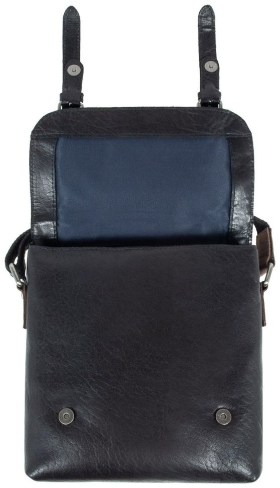 Мужская сумка планшет из натуральной гладкой кожи через плече Ashwood F84 черного цвета 94417 modnotak фото №7
