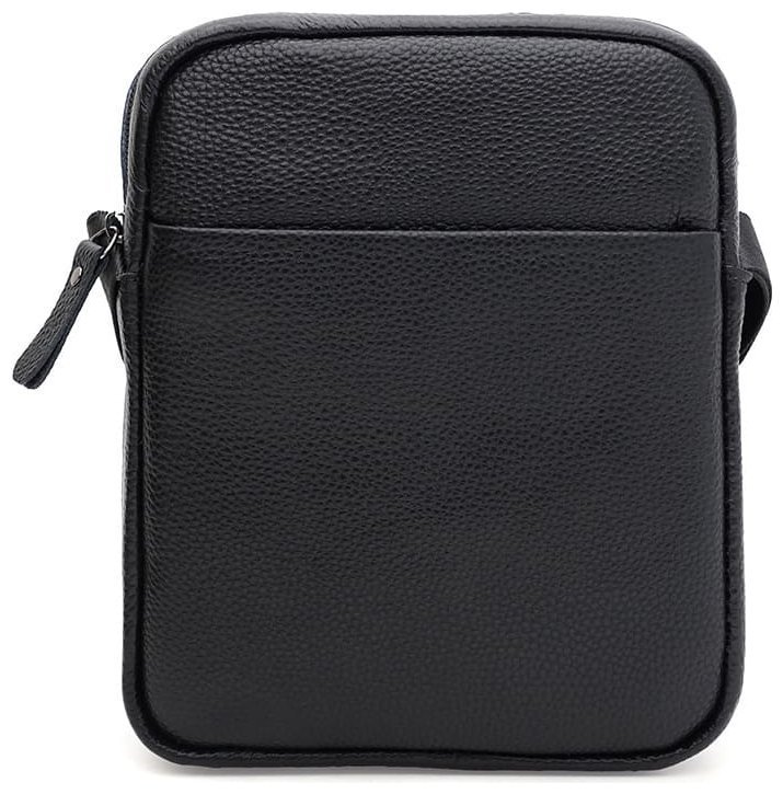 Городская мужская сумка через плечо на 1 отделение из качественной кожи флотар Borsa Leather 104517 черного цвета modnotak фото №1