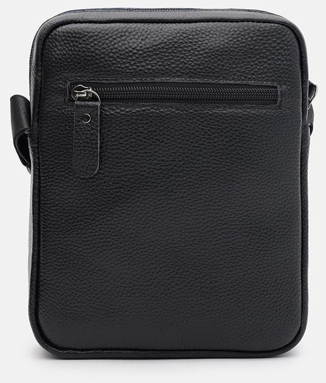 Городская мужская сумка через плечо на 1 отделение из качественной кожи флотар Borsa Leather 104517 черного цвета modnotak фото №3