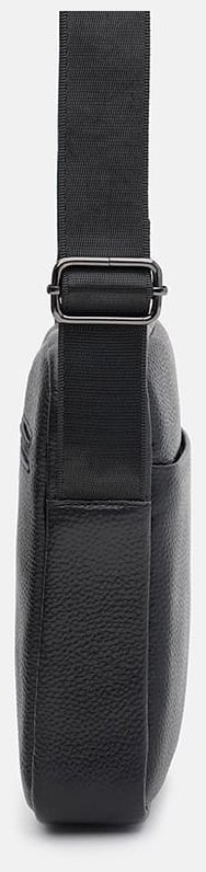 Городская мужская сумка через плечо на 1 отделение из качественной кожи флотар Borsa Leather 104517 черного цвета modnotak фото №4