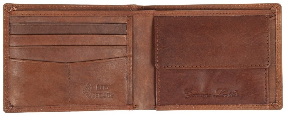 Мужское портмоне из гладкой кожи без застежки с блоком для карт Ridgeback JBNC 49MN 94517 коричневого цвета modnotak фото №3