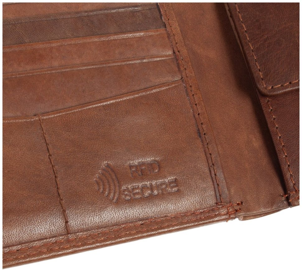 Мужское портмоне из гладкой кожи без застежки с блоком для карт Ridgeback JBNC 49MN 94517 коричневого цвета modnotak фото №8