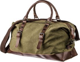 Зеленая дорожная сумка из качественного текстиля с ручками Vintage (20171)