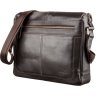Деловая мужская сумка-мессенджер из гладкой кожи коричневого цвета SHVIGEL (11251)