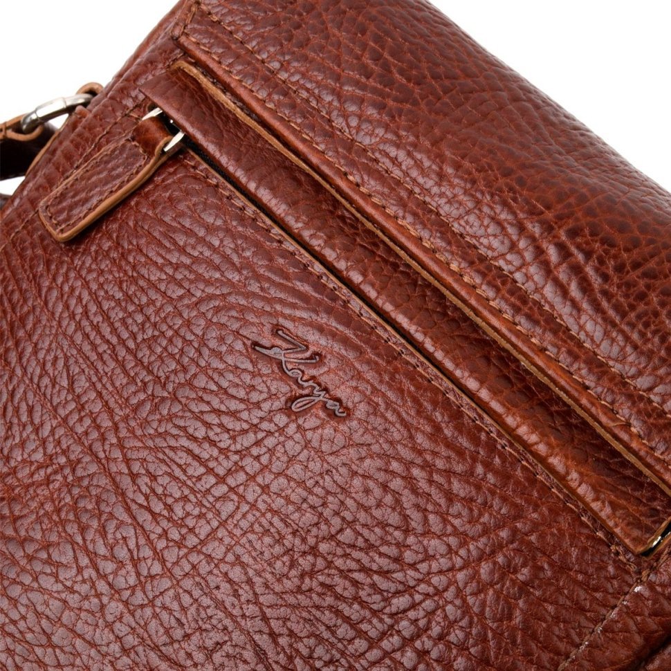Надежная мужская сумка-мессенджер на плечо в коричневом цвете из натуральной кожи KARYA (2420903)