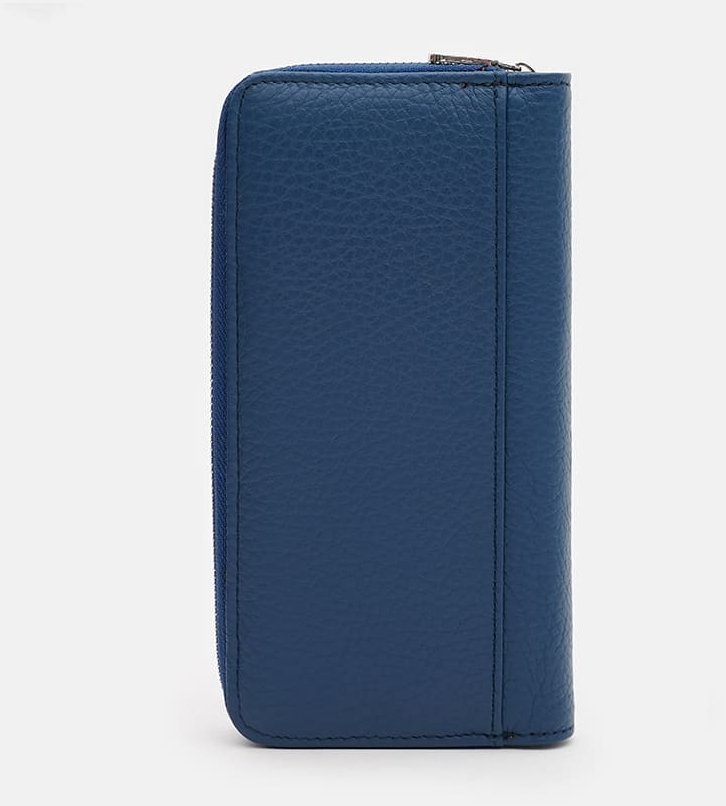 Просторный женский кожаный кошелек синего цвета Horse Imperial 65017
