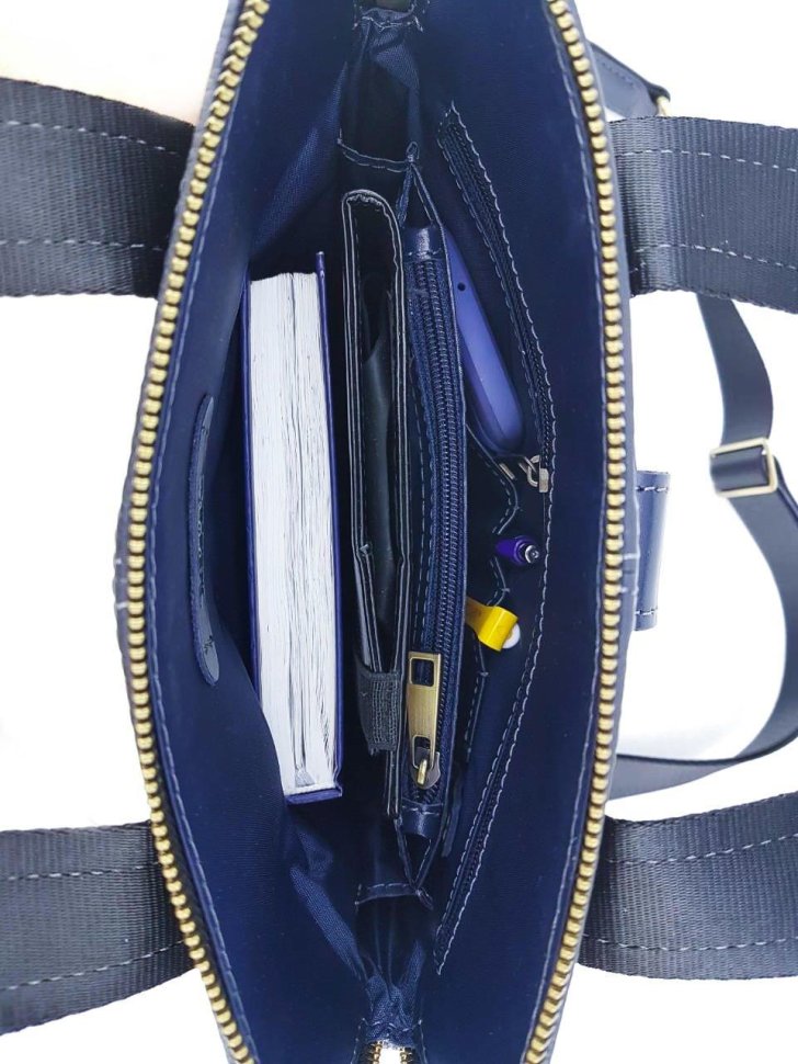 Синя чоловіча сумка планшет з фактурної шкіри з ручками VATTO (11759)