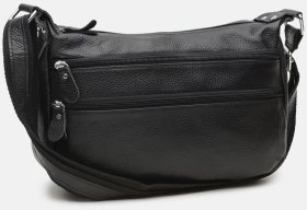 Женская кожаная сумка черного цвета с одной лямкой Borsa Leather (56617)