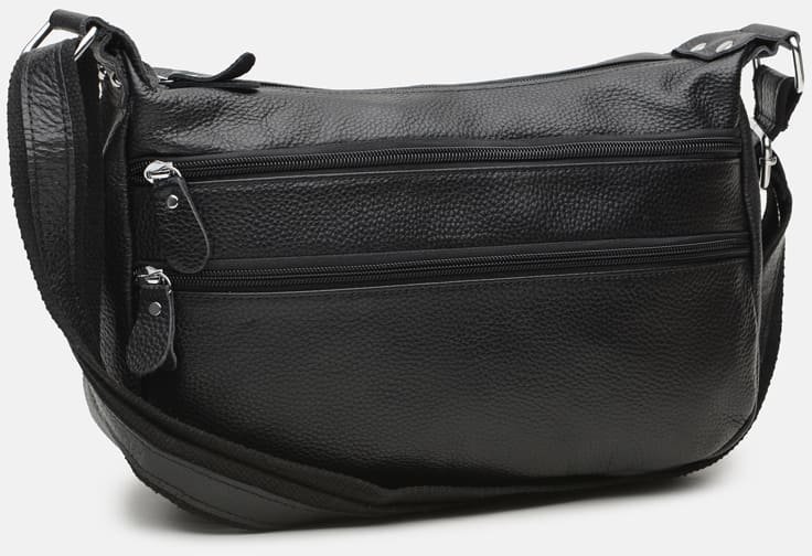 Жіноча шкіряна сумка чорного кольору з однією лямкою Borsa Leather (56617)