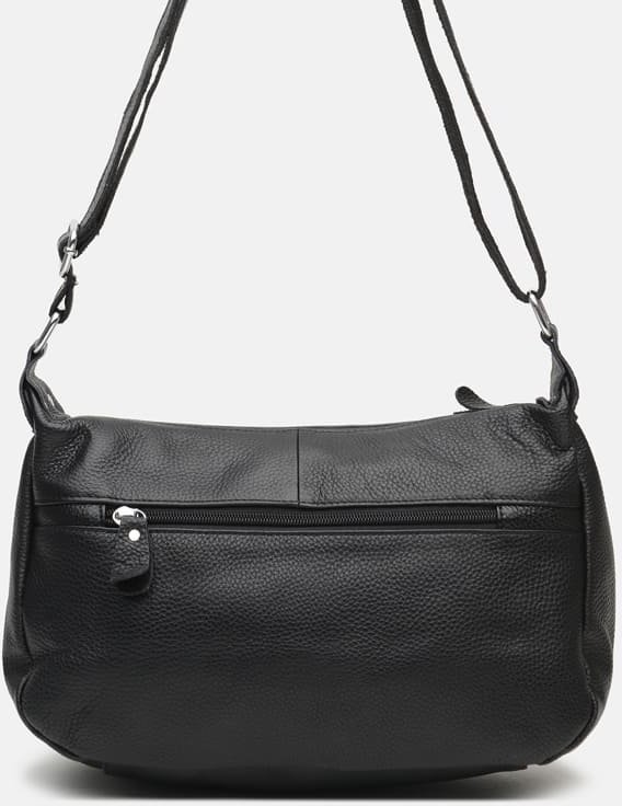 Женская кожаная сумка черного цвета с одной лямкой Borsa Leather (56617)