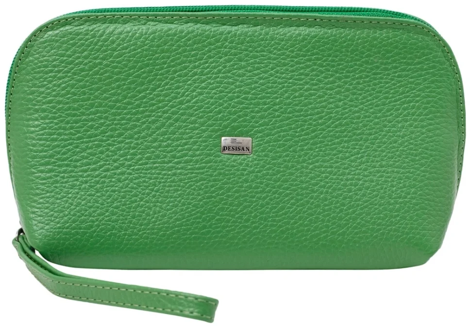 Вместительная женская косметичка из натуральной кожи флотар Desisan 106717 зеленого цвета modnotak фото №3