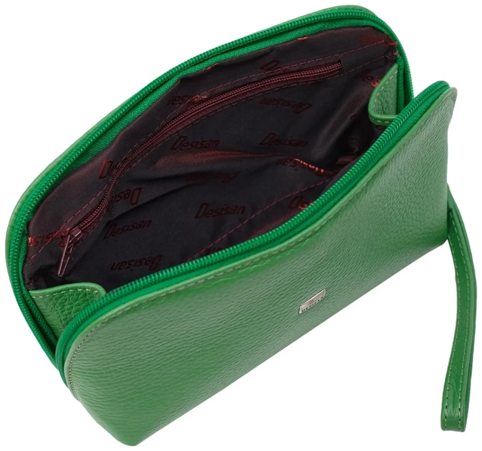Вместительная женская косметичка из натуральной кожи флотар Desisan 106717 зеленого цвета modnotak фото №2