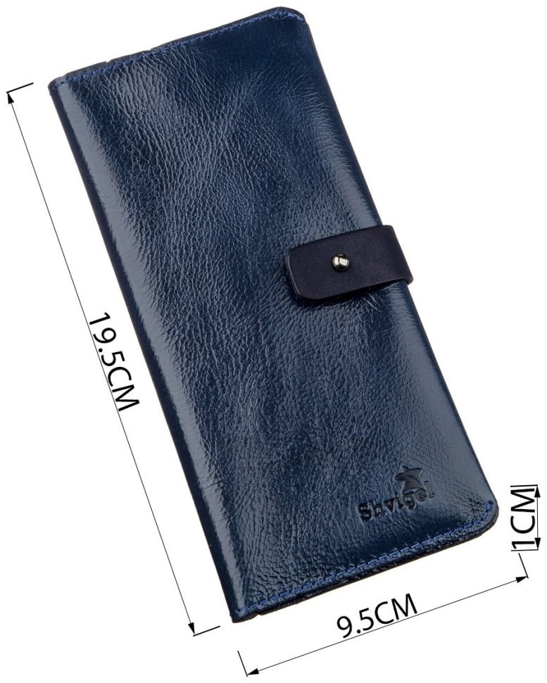 Синий купюрник из натуральной кожи с хлястиком SHVIGEL (2416201) modnotak фото №11