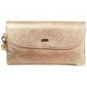 Женский кошелек-клатч из фактурной золотистой кожи с кистевым ремешком Desisan 106817 на кнопке modnotak фото - 1