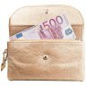 Женский кошелек-клатч из фактурной золотистой кожи с кистевым ремешком Desisan 106817 на кнопке modnotak фото - 4