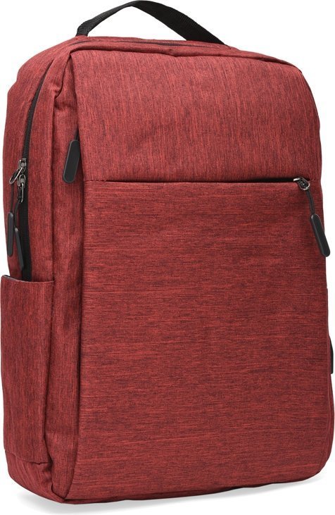 Жіночий текстильний рюкзак червоного кольору із відсіком під ноутбук Monsen (56917)