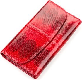 Яскравий гаманець червоного кольору зі шкіри морської змії SNAKE LEATHER (024-18150)