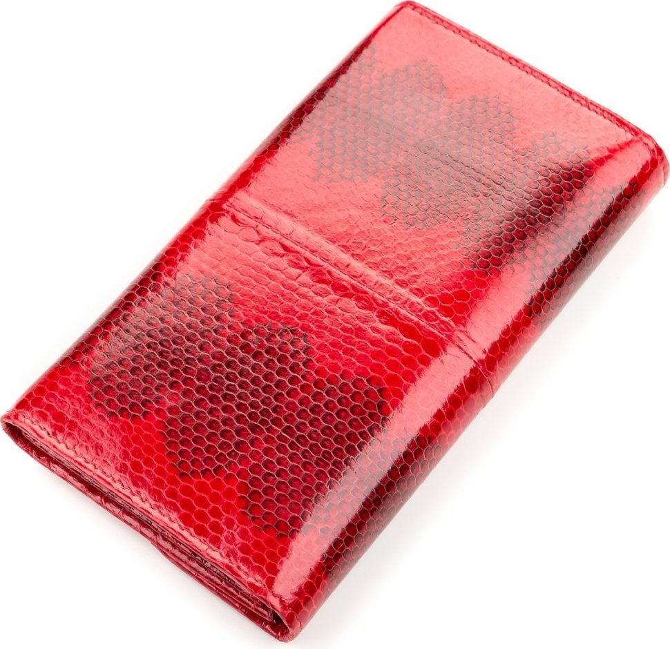 Яскравий гаманець червоного кольору зі шкіри морської змії SNAKE LEATHER (024-18150)