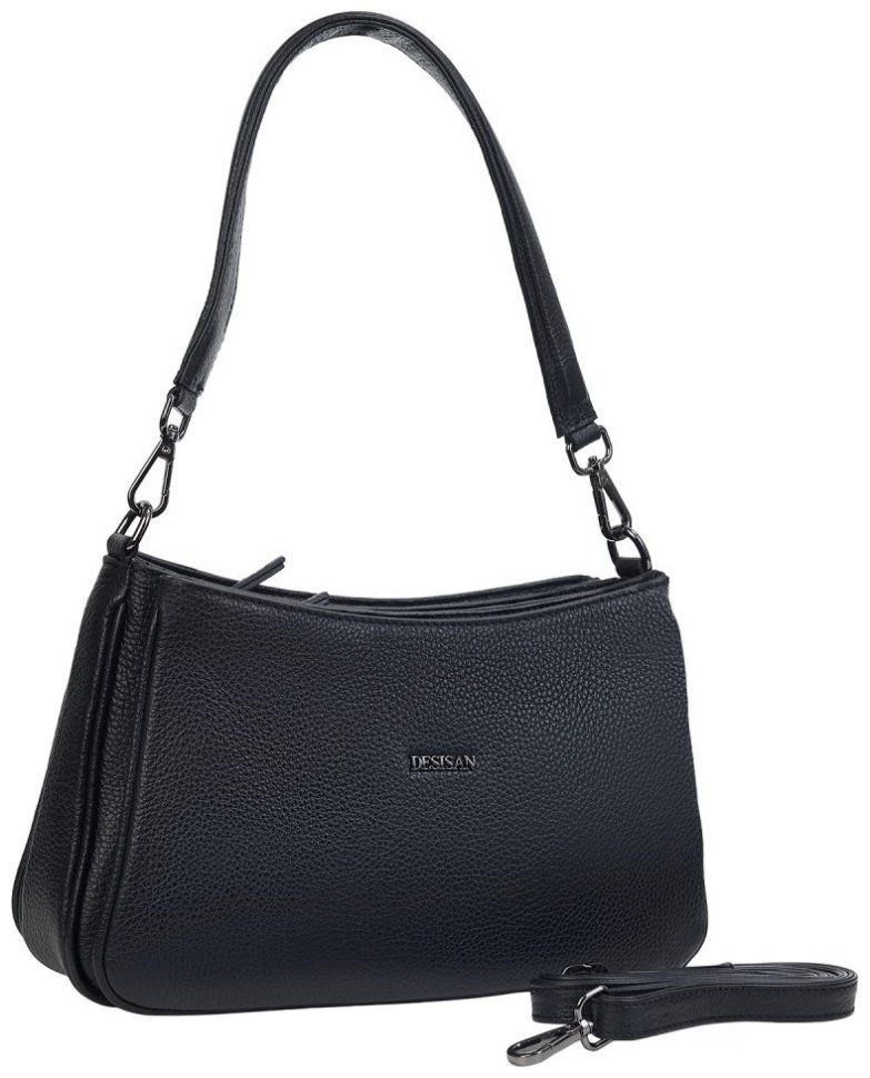 Повседневная женская сумка из натуральной кожи флотар Desisan 107217 черного цвета modnotak фото №2