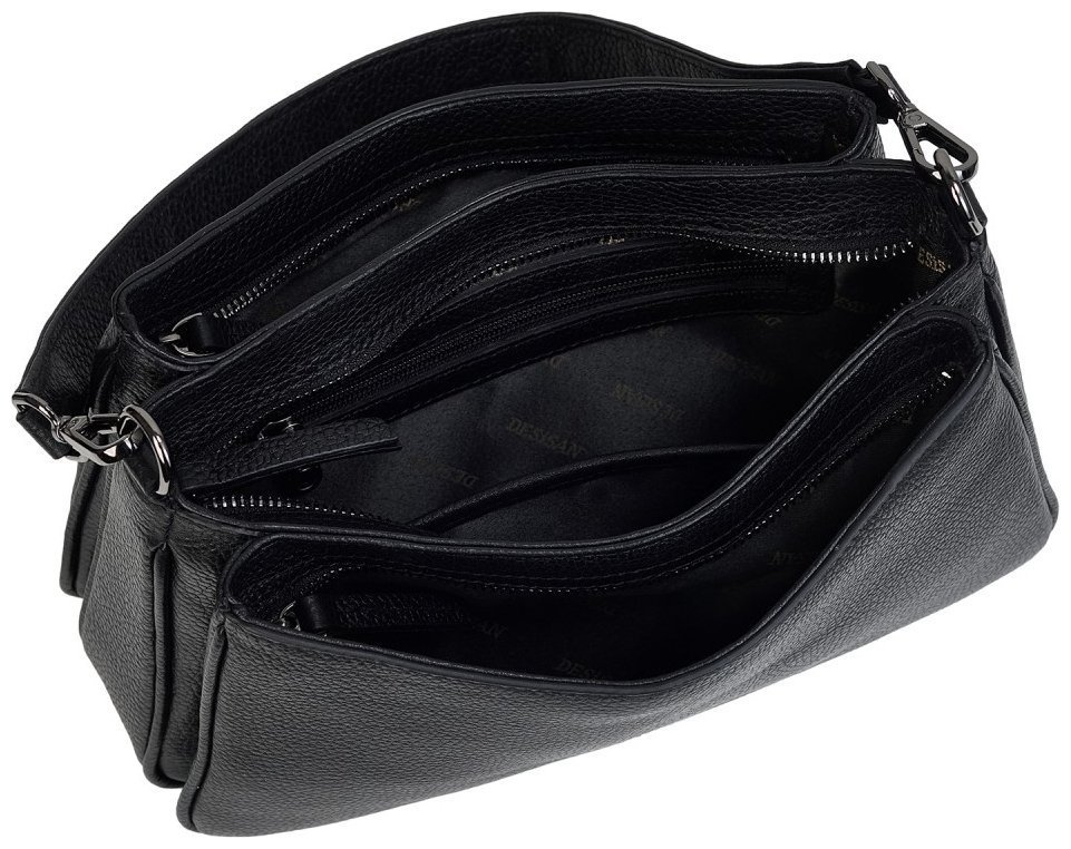 Повседневная женская сумка из натуральной кожи флотар Desisan 107217 черного цвета modnotak фото №6