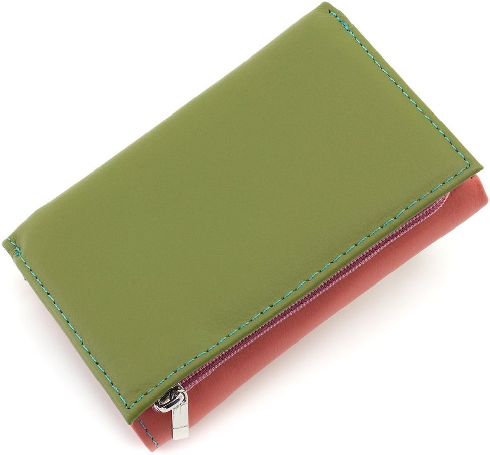 Невеликий жіночий різнокольоровий гаманець із натуральної шкіри на магниті ST Leather 1767217