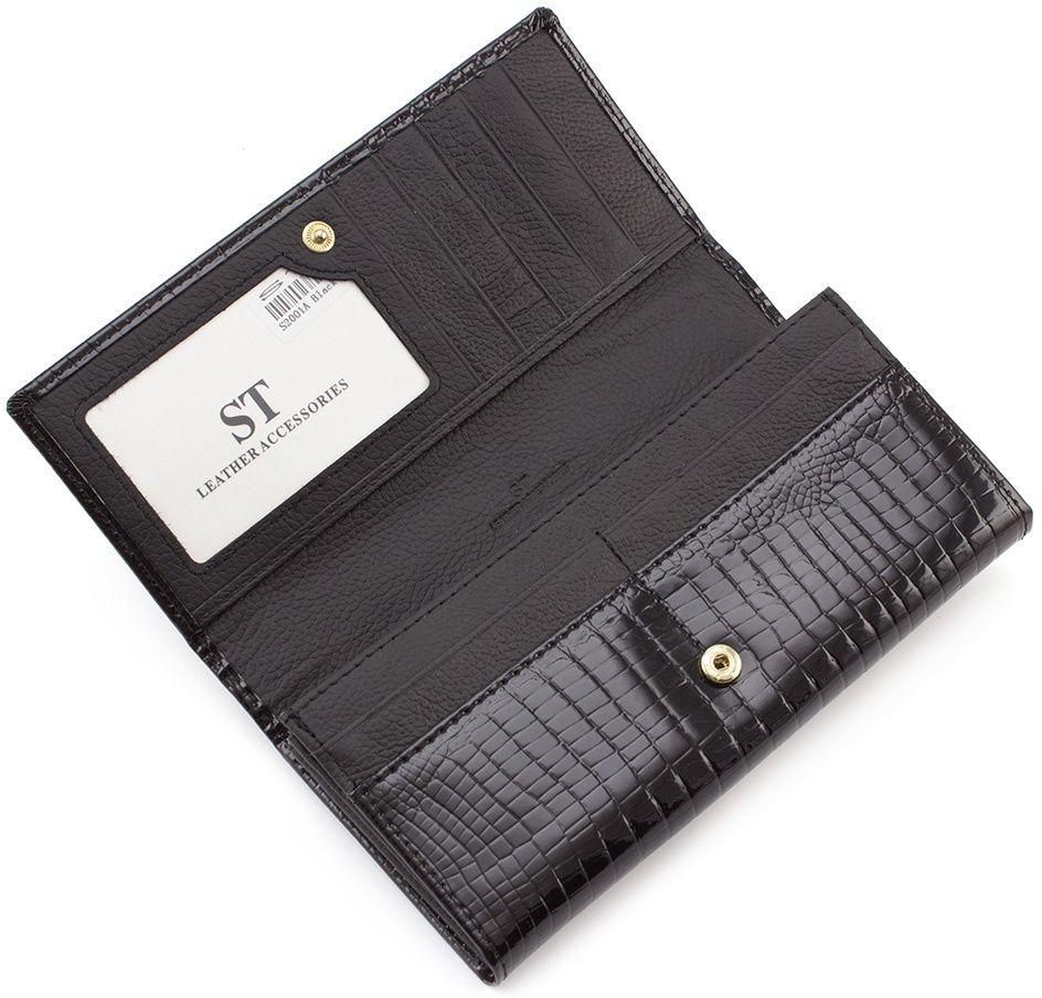 Класичний лаковий гаманець з візерунком під крокодила ST Leather (16300)
