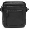 Чоловіча чорна сумка-планшет маленького розміру із фактурної шкіри Keizer (22059) - 1