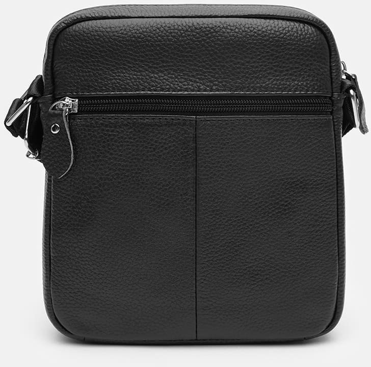 Мужская черная сумка-планшет маленького размера из фактурной кожи Keizer (22059)