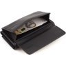Великий жіночий гаманець із натуральної шкіри чорного кольору із клапаном на магніті ST Leather 1767417 - 4