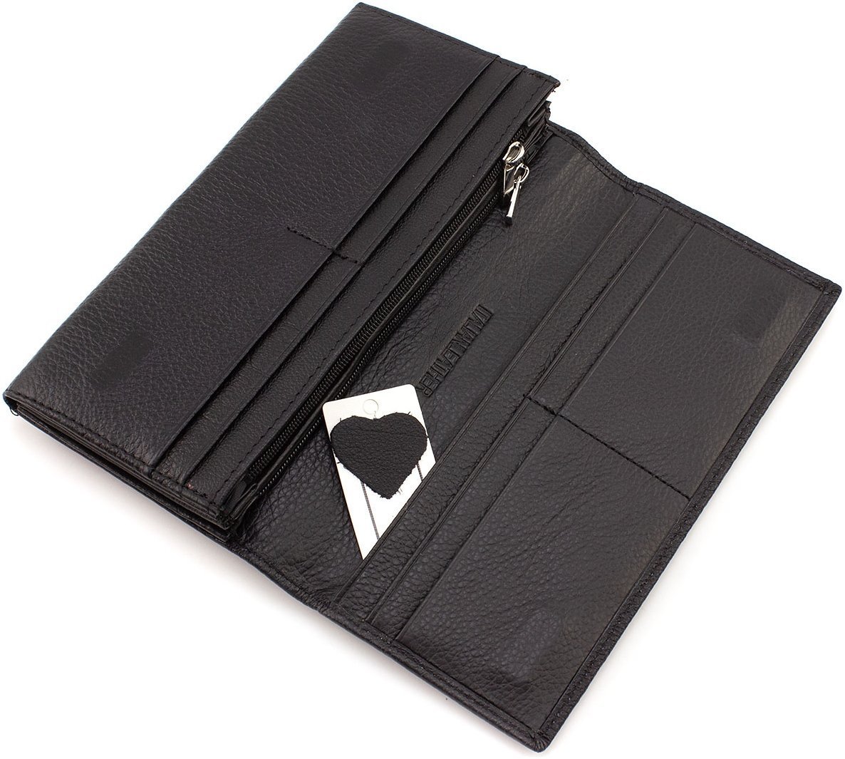 Великий жіночий гаманець із натуральної шкіри чорного кольору із клапаном на магніті ST Leather 1767417