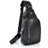 Чоловіча простора сумка-слінг з гладкої шкіри чорного кольору Tiding Bag 77517 - 1