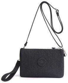 Жіноча текстильна сумка-кроссбоді в чорному кольорі на блискавці Confident 77617