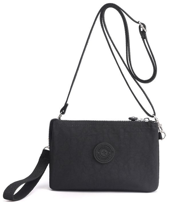 Женская текстильная сумка-кроссбоди в черном цвете на молнии Confident 77617