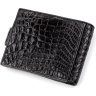 Чорний гаманець з фіксацією з натуральної шкіри крокодила CROCODILE LEATHER (024-18207) - 2