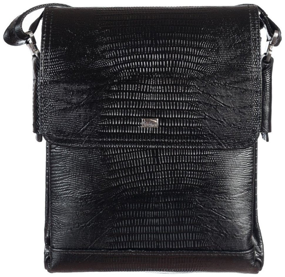 Мужская кожаная сумка с лазерной текстурой Desisan 107917 черная modnotak фото №1