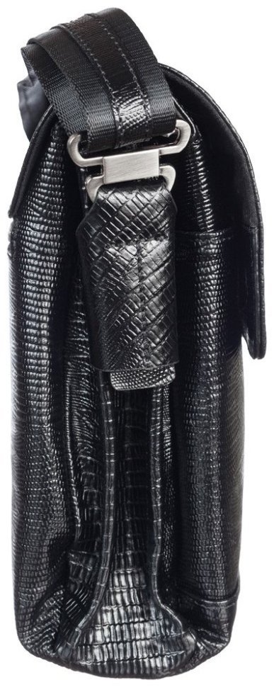 Мужская кожаная сумка с лазерной текстурой Desisan 107917 черная modnotak фото №2