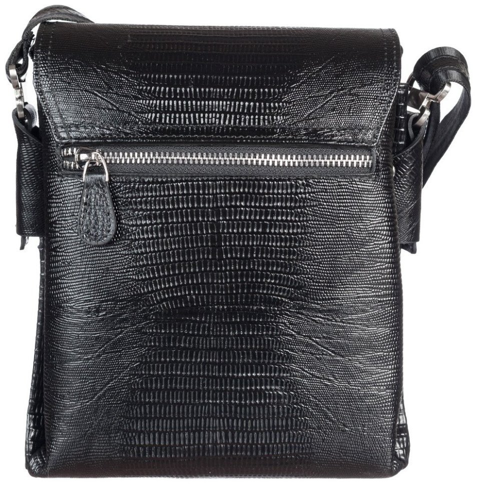 Мужская кожаная сумка с лазерной текстурой Desisan 107917 черная modnotak фото №3